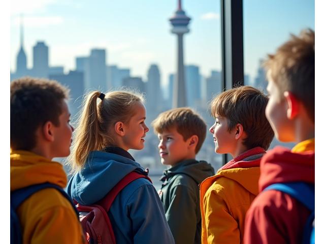 Students on a field trip at CN Tower