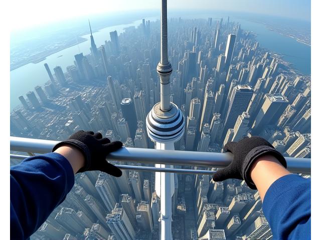 Person doing EdgeWalk at CN Tower