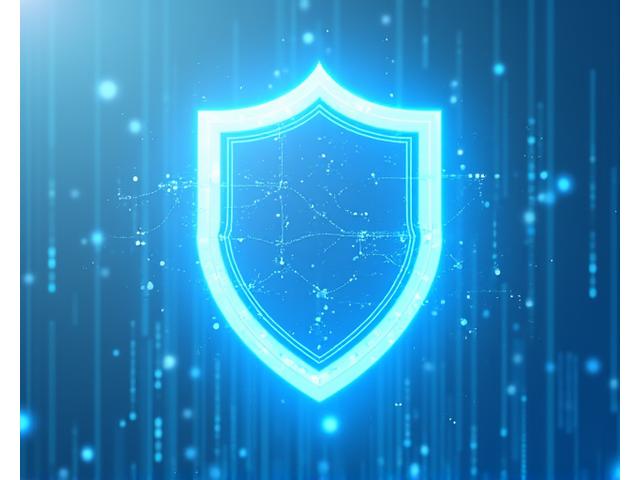 An illustration of a gentle, glowing shield protecting a series of interconnected data points, set against a background subtle architectural lines reminiscent of a skyscraper. The theme is trust and digital security.